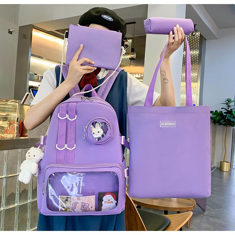 Шкільний рюкзак для дівчинки Ведмедик з значком-зайчик 4в1 5-11 клас Фіолетовий (27667919) - фото 2 Шкільний рюкзак для дівчинки Ведмедик з значком-зайчик 4в1 5-11 клас Фіолетовий (27667919) - фото 2