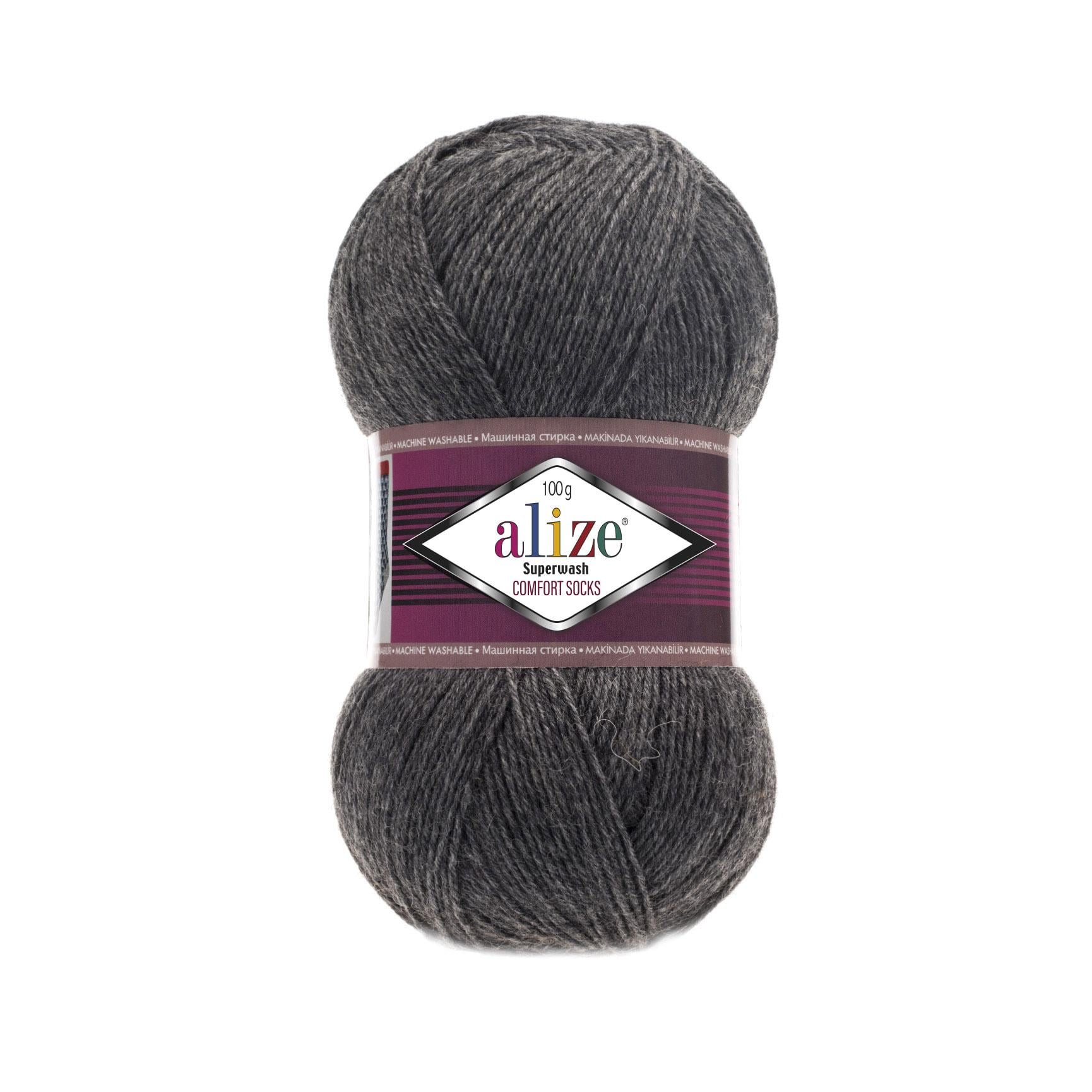 Пряжа носочная Alize Superwash Comfort Socks 182 темно-серый (2490) Пряжа носочная Alize Superwash Comfort Socks 182 темно-серый (2490)