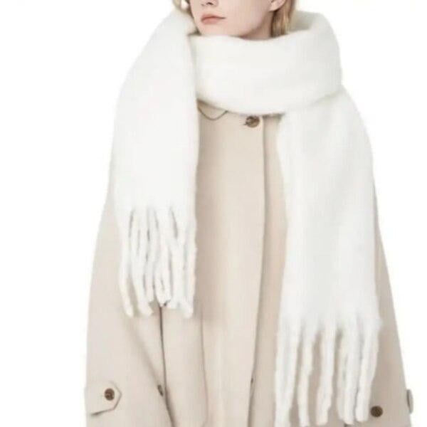Шарф женский объемный на зиму Белый (VLD205) - фото 2 Шарф женский объемный на зиму Белый (VLD205) - фото 2