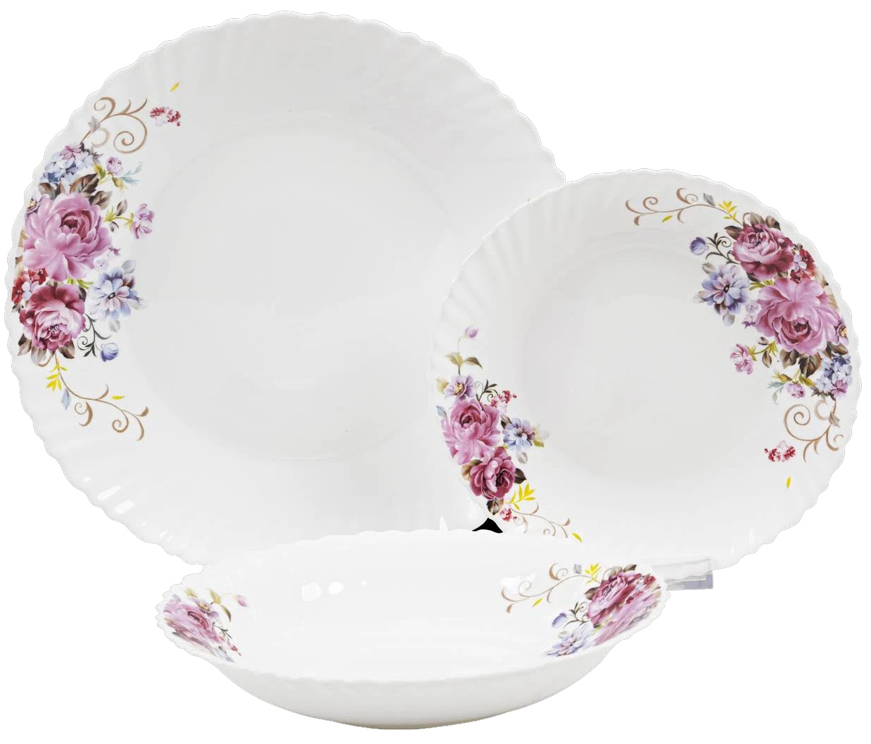 Набор посуды Vittora Wave Розовый букет 18 пр. (MBU-41503)