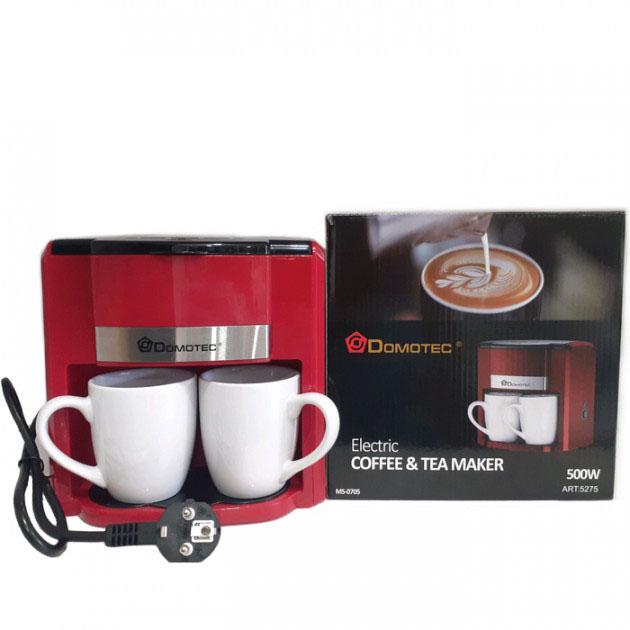 Кофеварка капельная Domotec MS 0705 с чашками Красный (ws49114) - фото 3 Кофеварка капельная Domotec MS 0705 с чашками Красный (ws49114) - фото 3