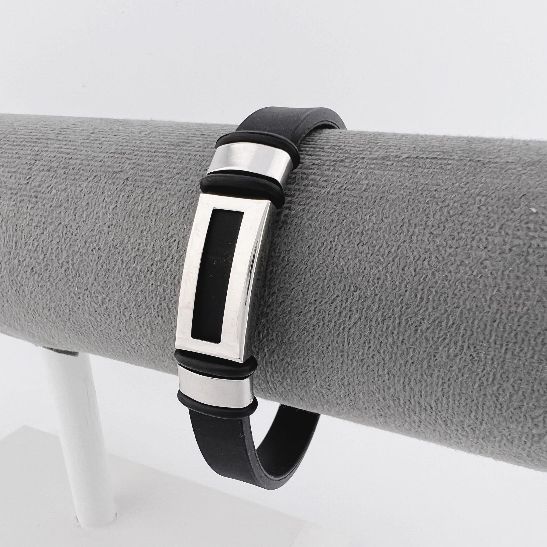 Браслет из медицинской стали на силиконовом ремешке 20 см (BSS-033)