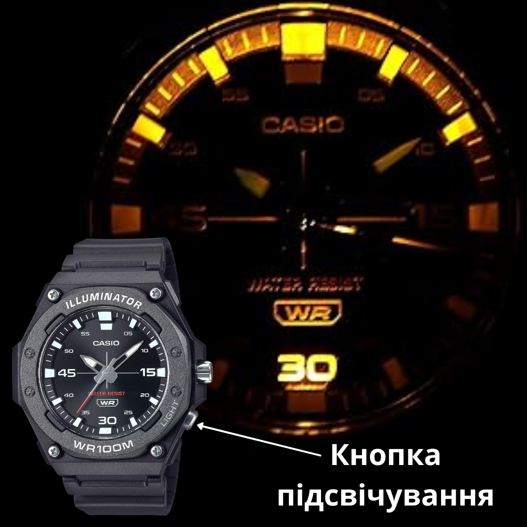 Наручний годинник чоловічий Casio стрілковий з підсвічуванням водонепроникний 10АТМ Чорний (MW-620H-1A) - фото 4 Наручний годинник чоловічий Casio стрілковий з підсвічуванням водонепроникний 10АТМ Чорний (MW-620H-1A) - фото 4