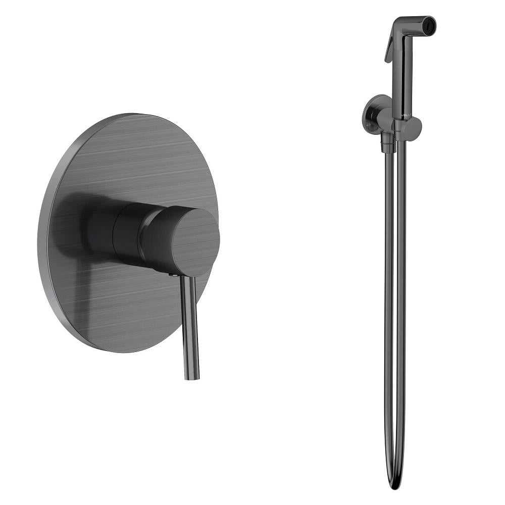 Смеситель для душа VOLLE Cruze 1547.100206/1586.190105 однорычажный с гигиеническим душем Графит матовый (SET20240409)