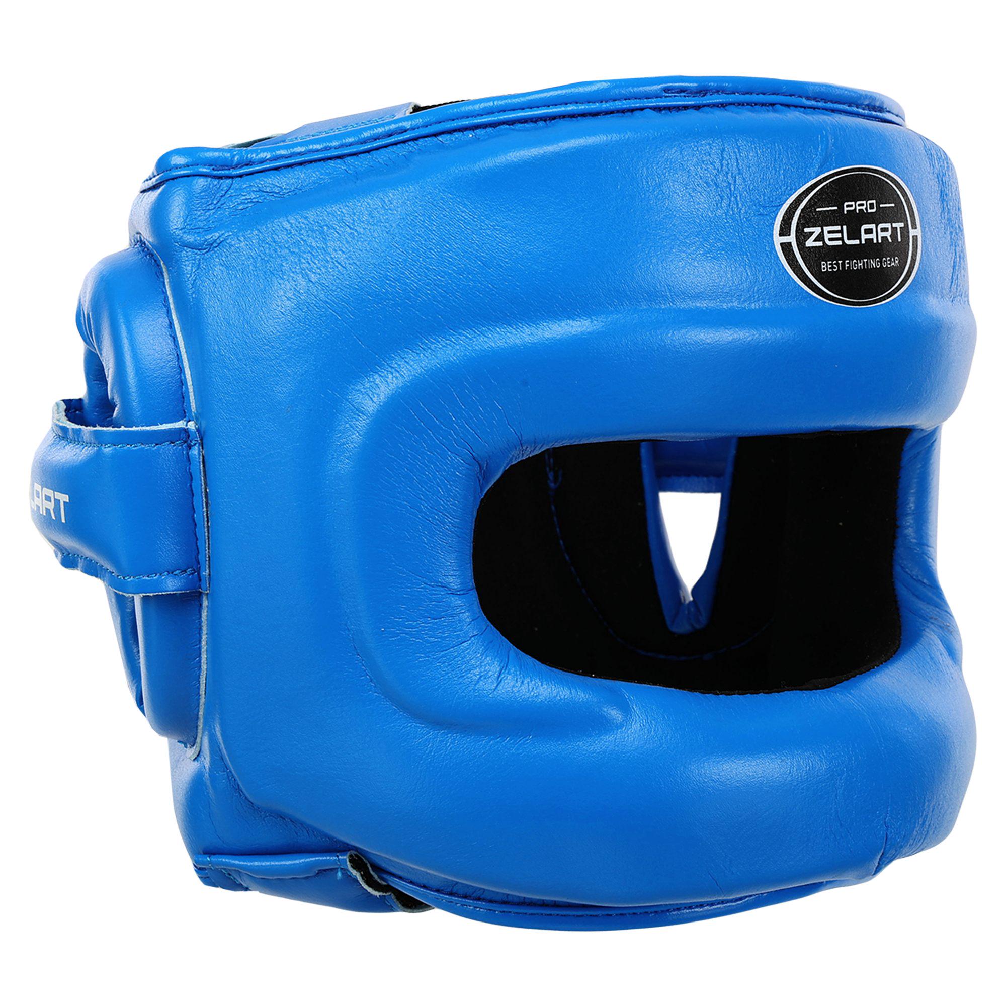 Шлем боксерский с бампером кожаный Zelart BO-3914 L Синий