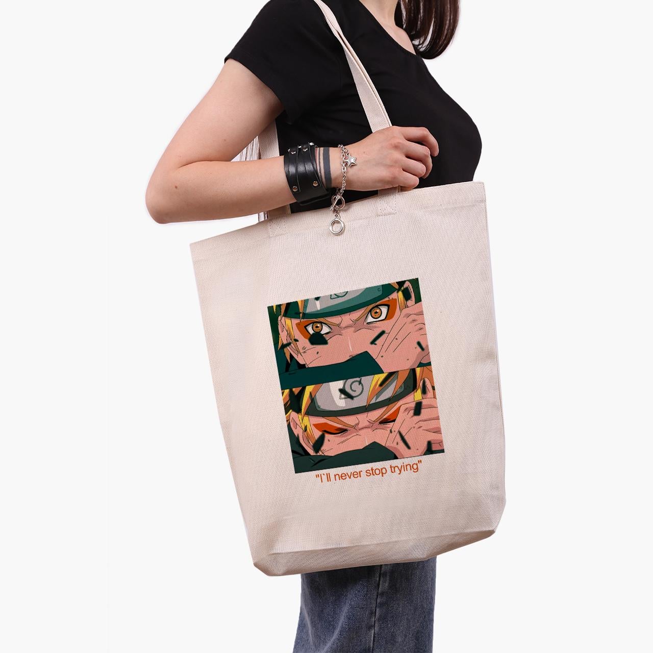 Эко сумка шоппер Naruto Uzumaki 41x39x8 см Бежевый (9227-2816-WTD)