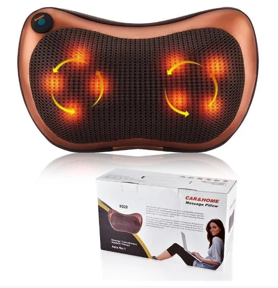 Массажная подушка инфракрасная Massage pillow для шеи и спины Коричневый (-1903764017) - фото 6