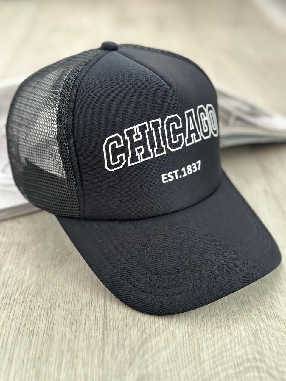 Кепка-тракер с сеточкой Chicago 56-61 см Черный/Белый (8091)