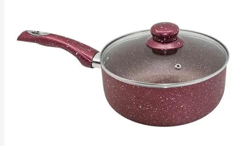 Сотейник з кришкою Мармурова крихта антипригарний 16х9 см Червоний (MH-2757) Сотейник з кришкою Мармурова крихта антипригарний 16х9 см Червоний (MH-2757)