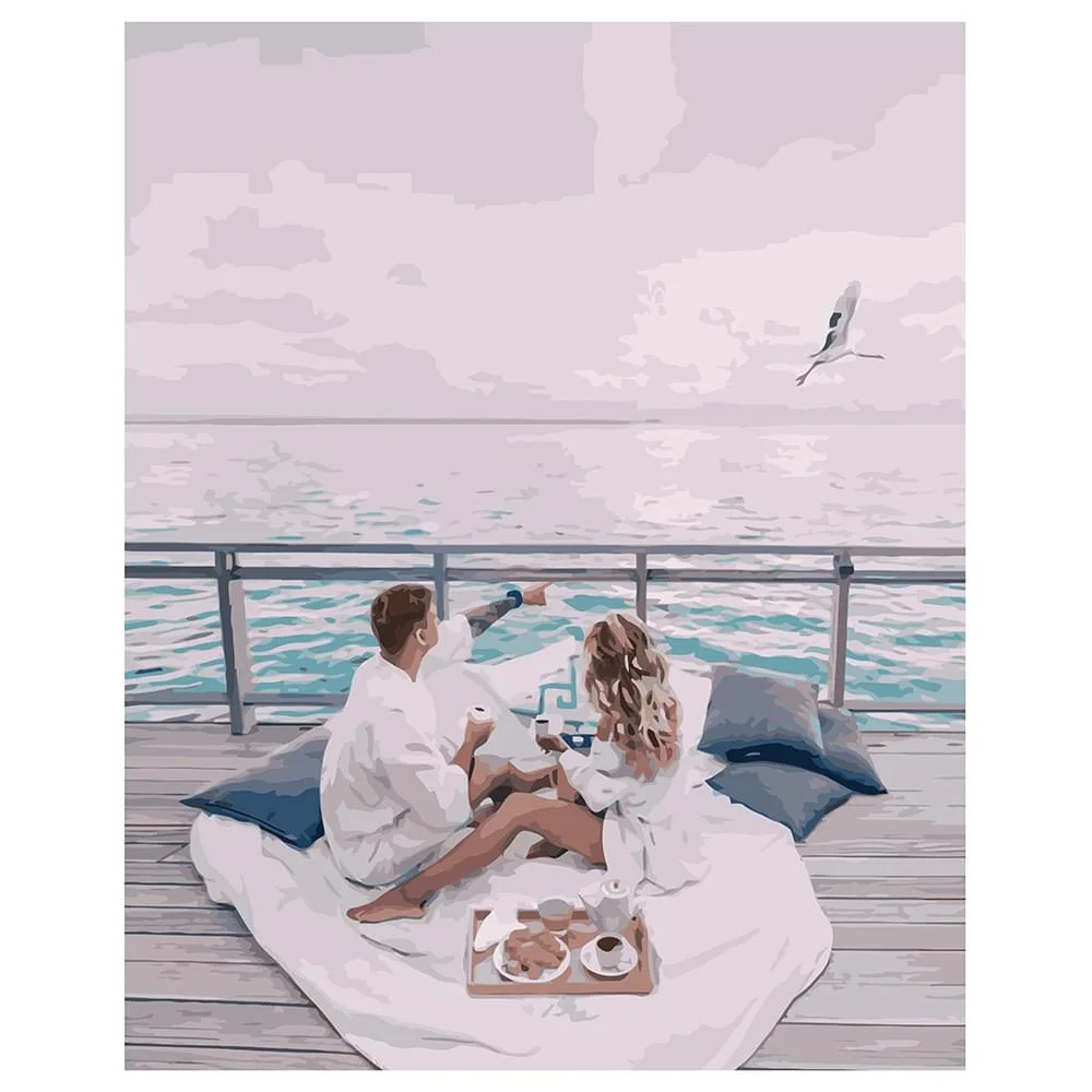 Картина по номерам Strateg Морская Пикник у моря в 40х50 см термопакете (VA-1540-mt)