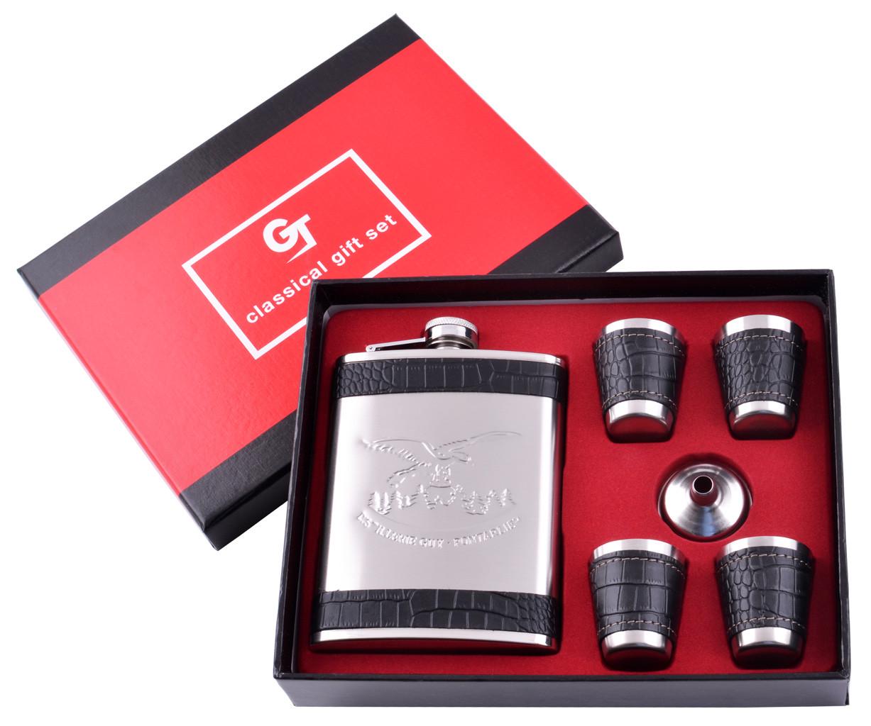 Набір фляга та 4 стопки Орел 240 мл нержавіюча сталь