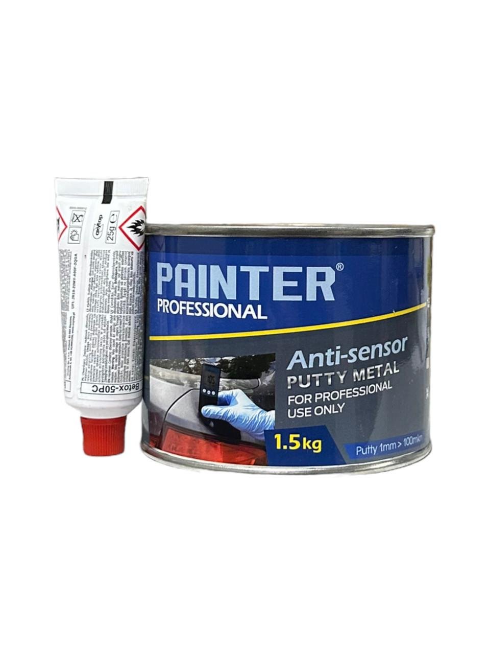 Шпаклевка автомобильная под прибор Painter Professional Anti-sensor Putty Metal 1,5 кг и отвердитель