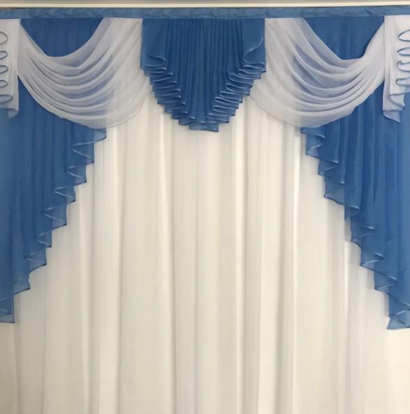 Ламбрекен на карниз в гостиную/спальню Фиалка шифон 2 м Голубой (25650820)