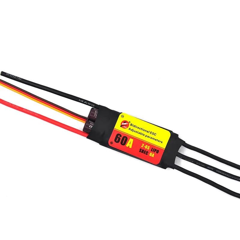 Регулятор двигателя ESC 60A ZMR Bidirectional 2–6S SBEC 6A с реверсом для водных и наземных дронов (00-00027281)