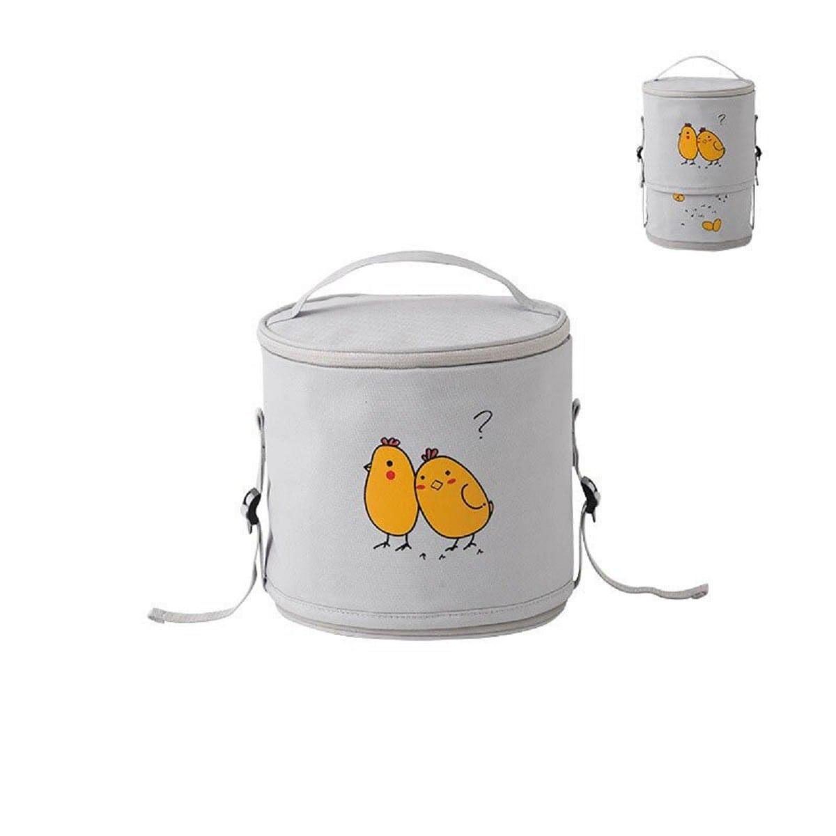 Ланч-бокс Цыплята круглый с регулировкой высоты Серый