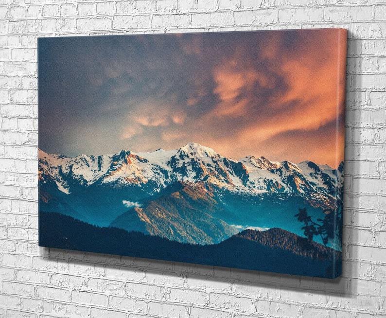 Картина для интерьера Высокие снежные горы 120x80 см (794)