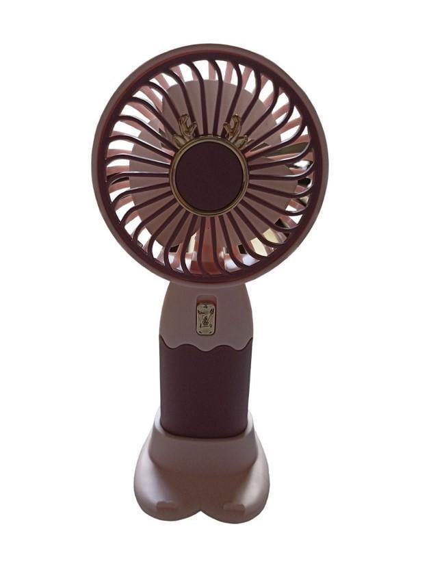 Вентилятор ручной аккумуляторный Mini Fan ZB088C с подставкой и USB-зарядкой Бордово-розовый (11293038)