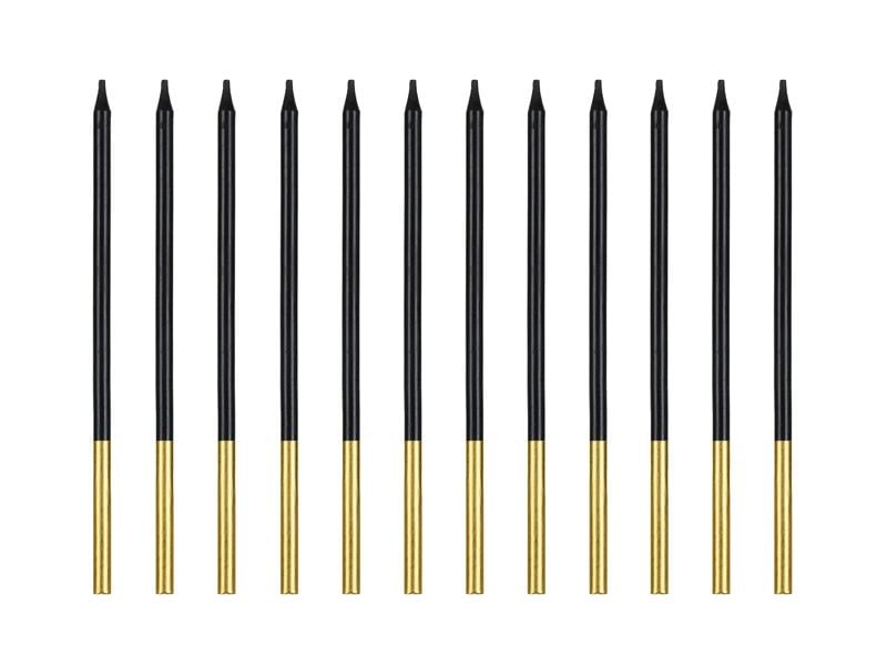 Свічки для торту PartyDeco 14 см 12 шт. Чорний із золотом (5904555039131)