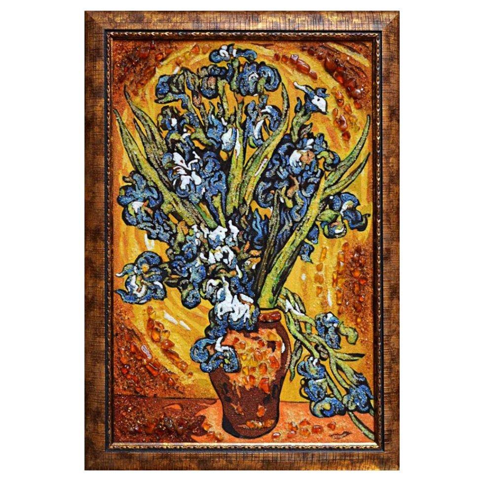 Картина Ирисы в кувшине из янтаря 30х40 см (К0015-30х40)