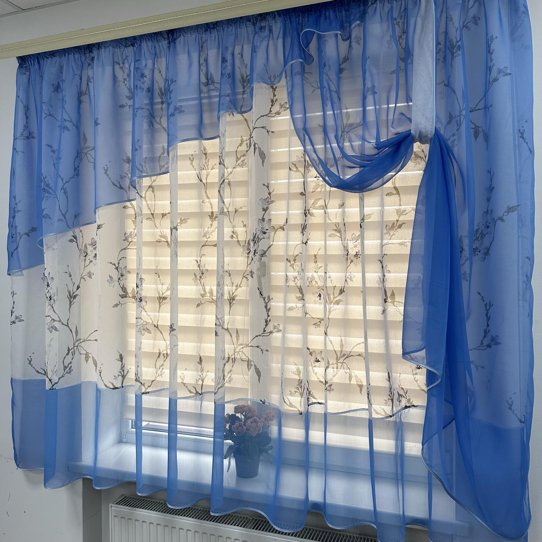 Фіранка на кухню TG Home №410 Блакитний (410-29) - фото 5 Фіранка на кухню TG Home №410 Блакитний (410-29) - фото 5