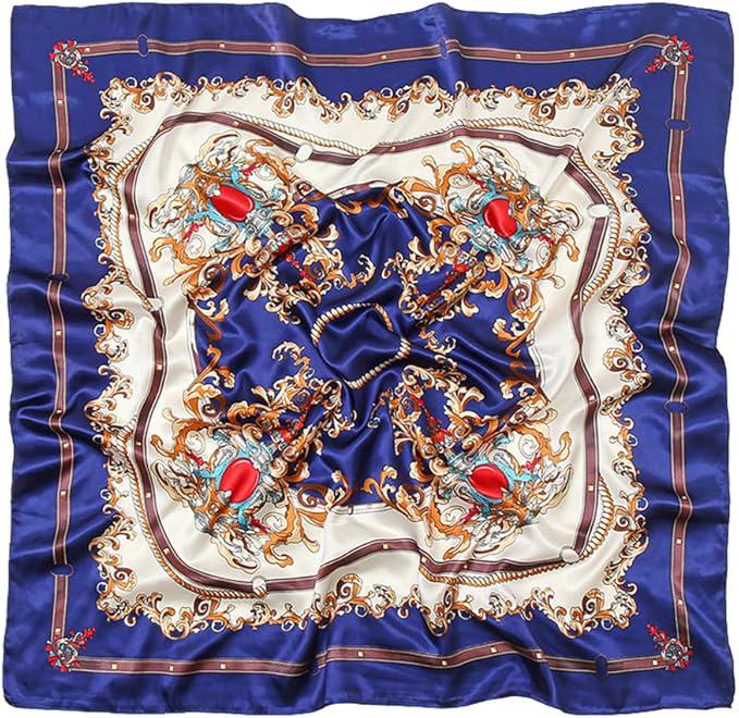 Платок винтажный шелковый Jago Абстракция с цепочками 90х90 см Синий Платок винтажный шелковый Jago Абстракция с цепочками 90х90 см Синий