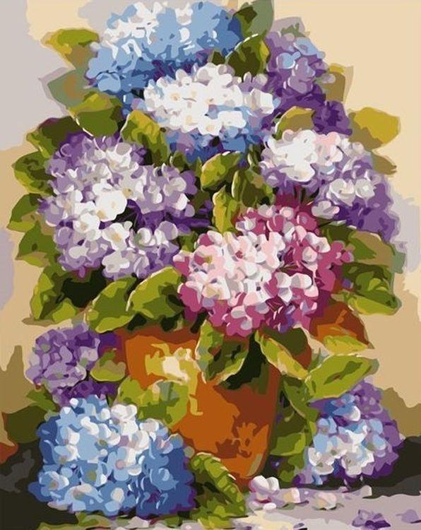 Алмазная мозаика Гортензии 5D полна на подрамнике 40х50 см (187102)