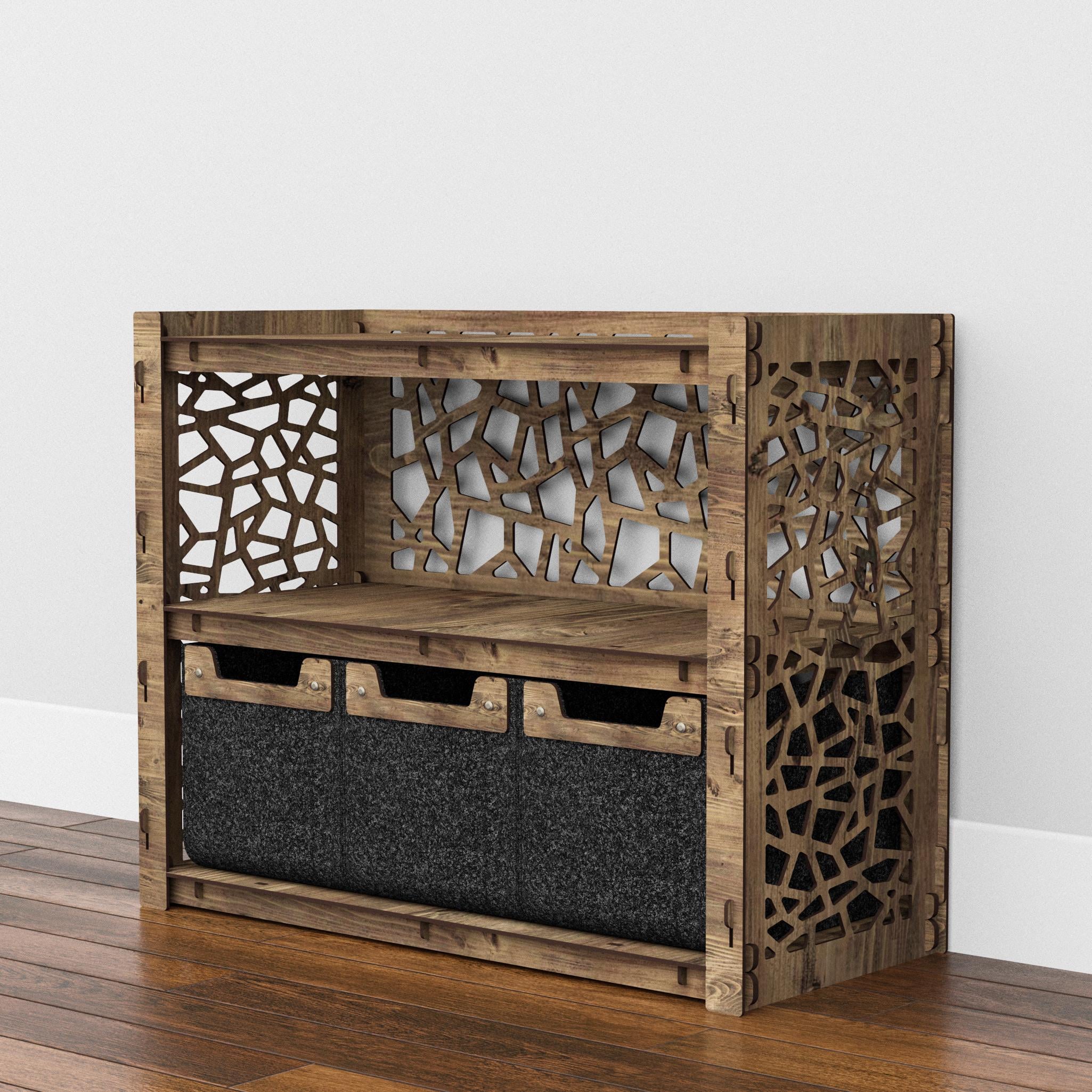 Комод для вещей низкий Hexagonica Stones на 3 ящика черные корзины 600х750х345 мм (119950)