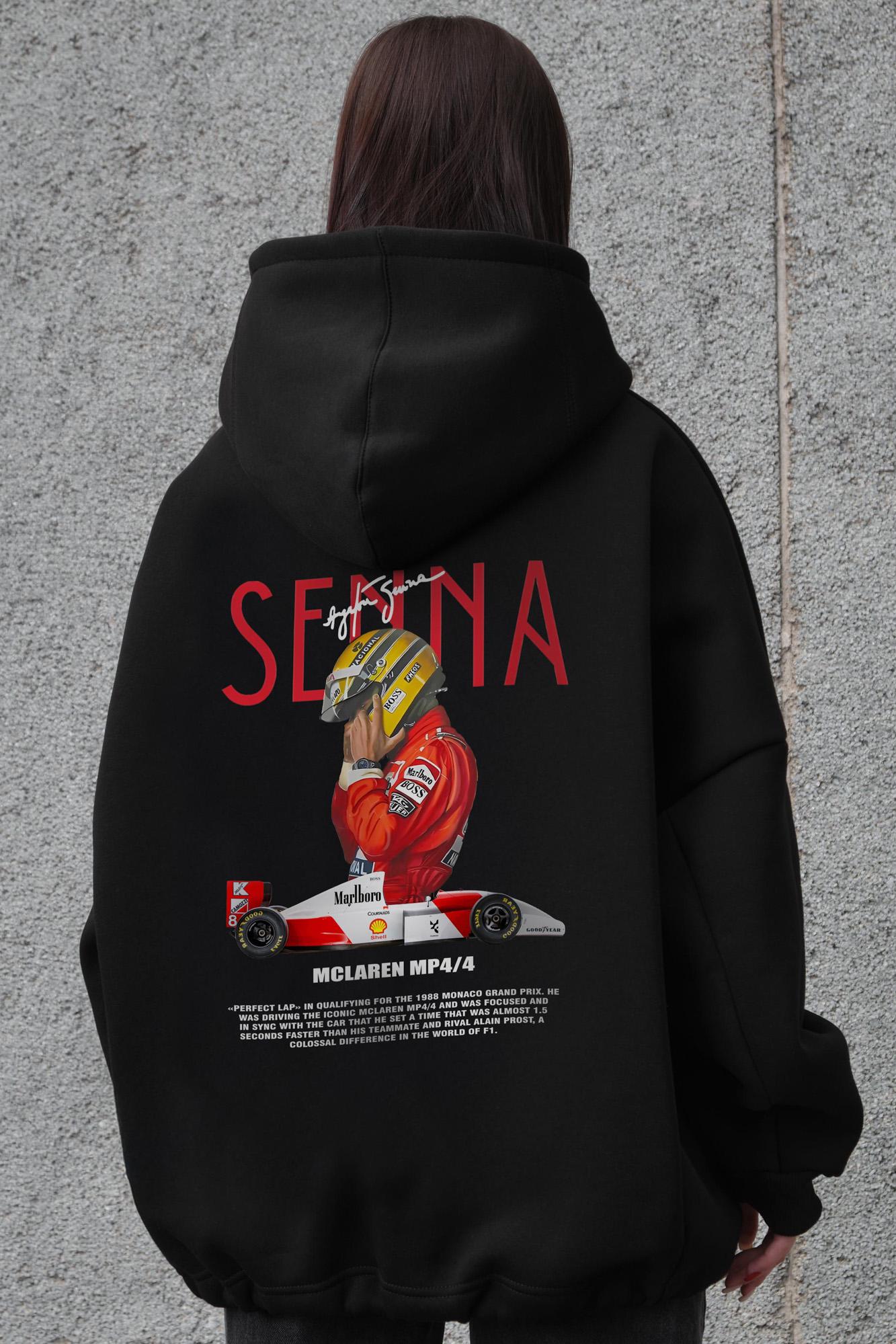 Худи на флисе Without с капюшоном и принтом Senna оверсайз Black (8055546) - фото 5 Худи на флисе Without с капюшоном и принтом Senna оверсайз Black (8055546) - фото 5