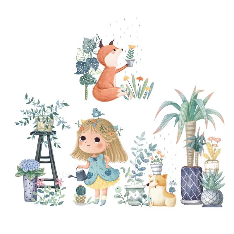 Набір вінілових наліпок Дівчинка з лійкою в дитячу кімнату на стіну для хлопчиків і дівчаток 30х90 см - фото 4 Набір вінілових наліпок Дівчинка з лійкою в дитячу кімнату на стіну для хлопчиків і дівчаток 30х90 см - фото 4