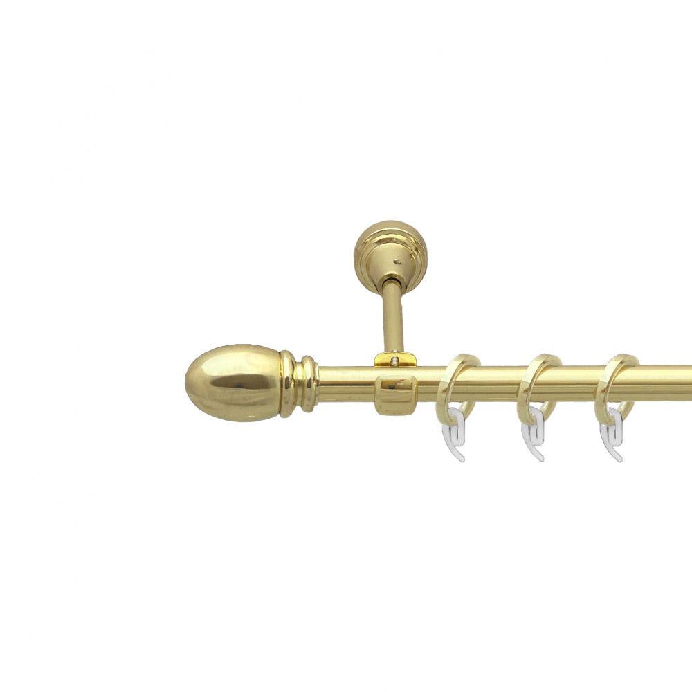 Карниз металлический Orvit Белуно однорядный открытый/гладкая труба/кольцо фасонное металлическое Золото 16 мм 240 см (7751844)