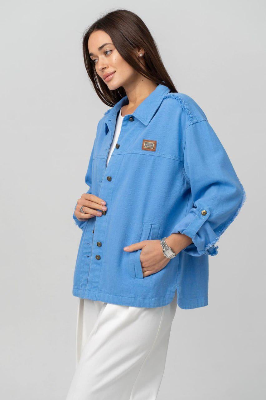 Куртка-блейзер женская джинсовая 4XL Васильковый (33284422)