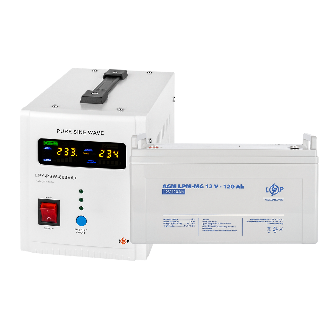 Комплект резервного питания LogicPower ИБП мультигелевая батарея UPS 800 АКБ MG 1440W