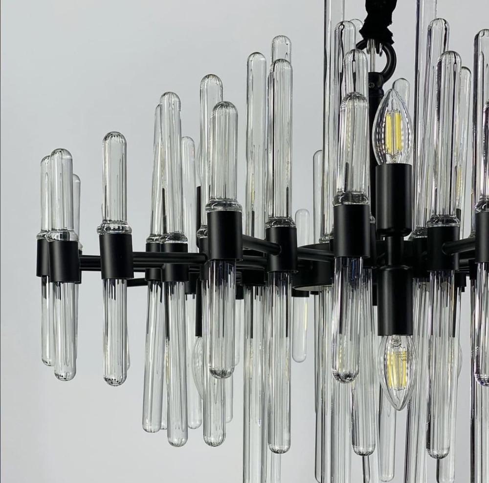 Люстра розкішна з скляними паличками 22 лампи Ø 100 см (MD 8073/22 BK) - фото 2