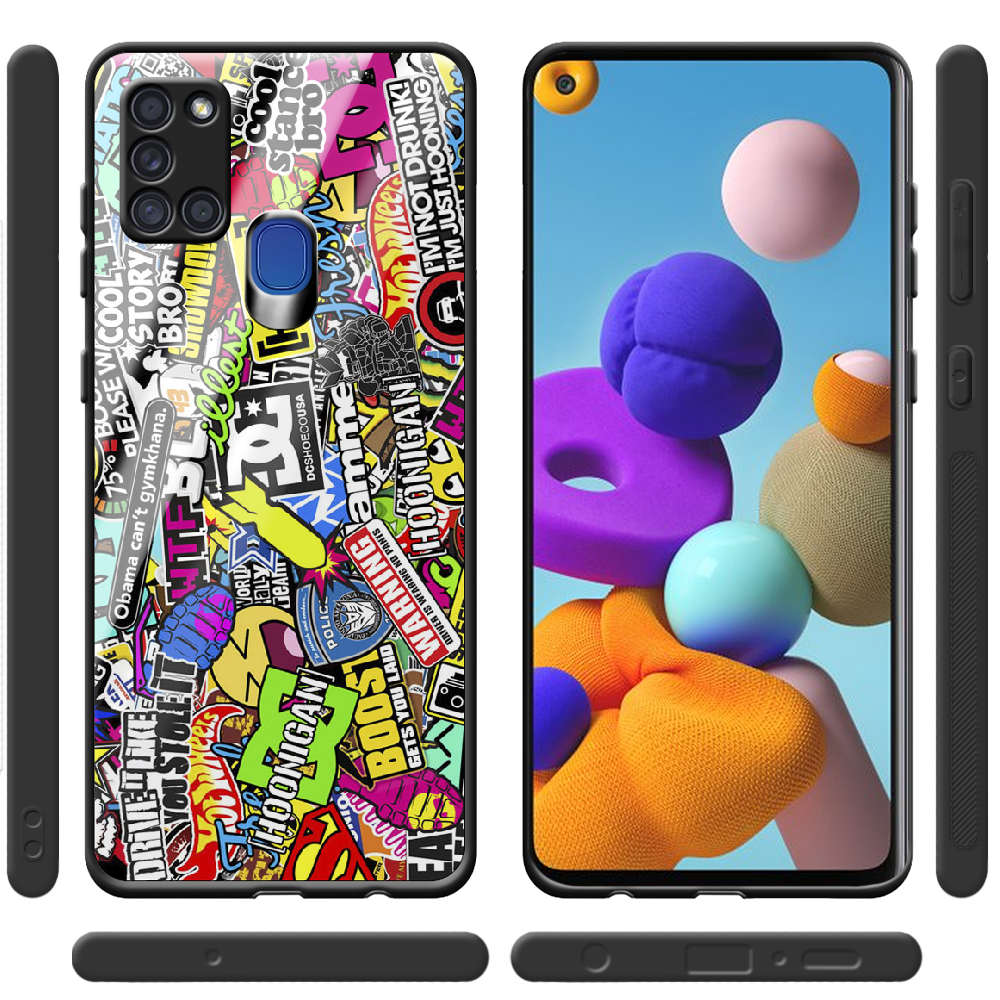 Чехол Boxface Samsung A217 Galaxy A21s Multicolored Inscriptions Черный силикон со стеклом (40006-up880-40864) - фото 2