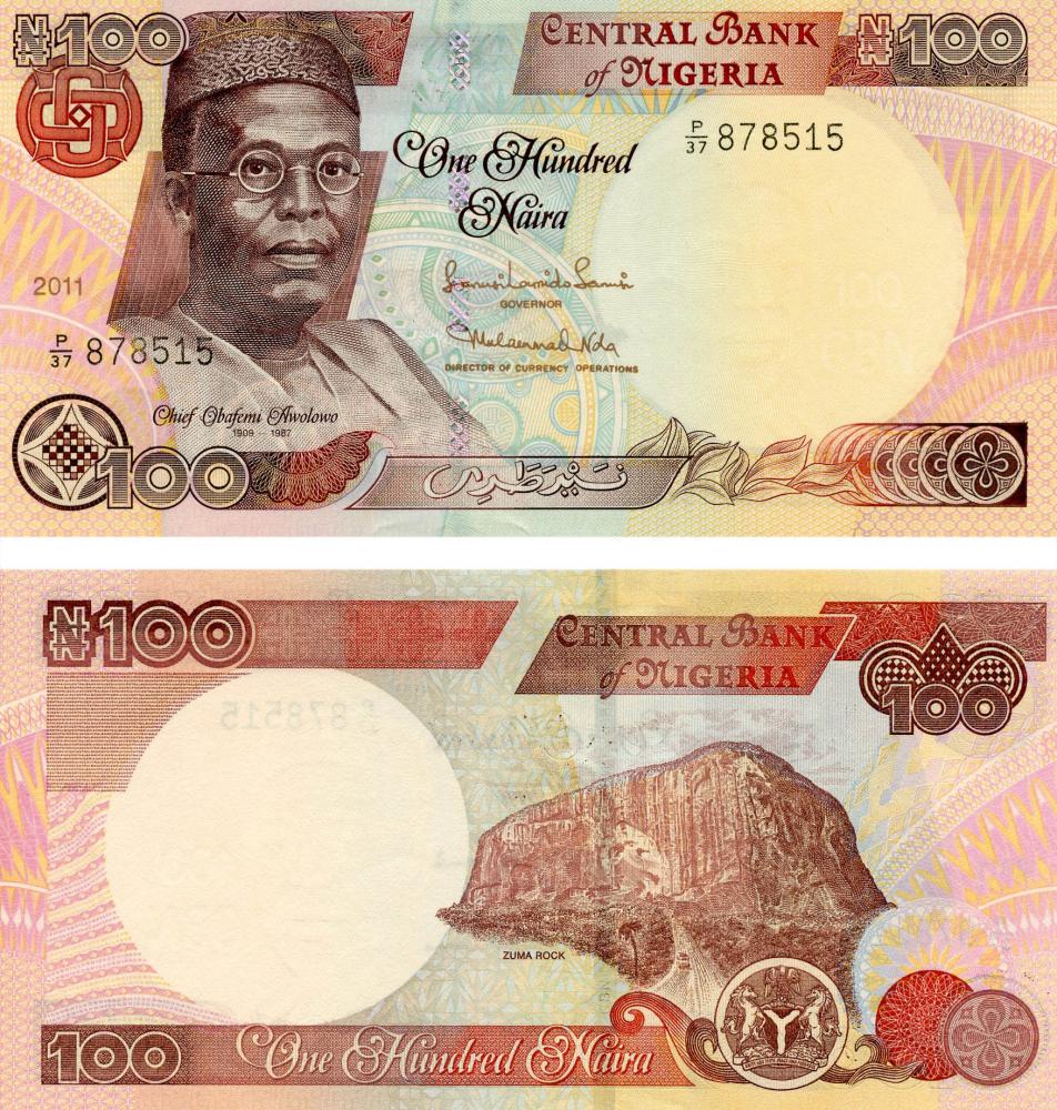 Коллекционная банкнота Нигерия 100 найра 2011 UNC P28k (Б03604)