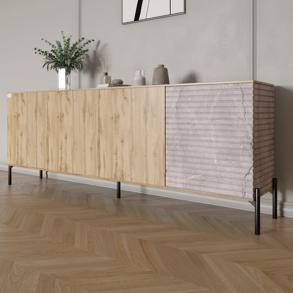 Комод Lion Грей 204x38x76,5 см Дуб Аппалачи/Камень (LION-042620)