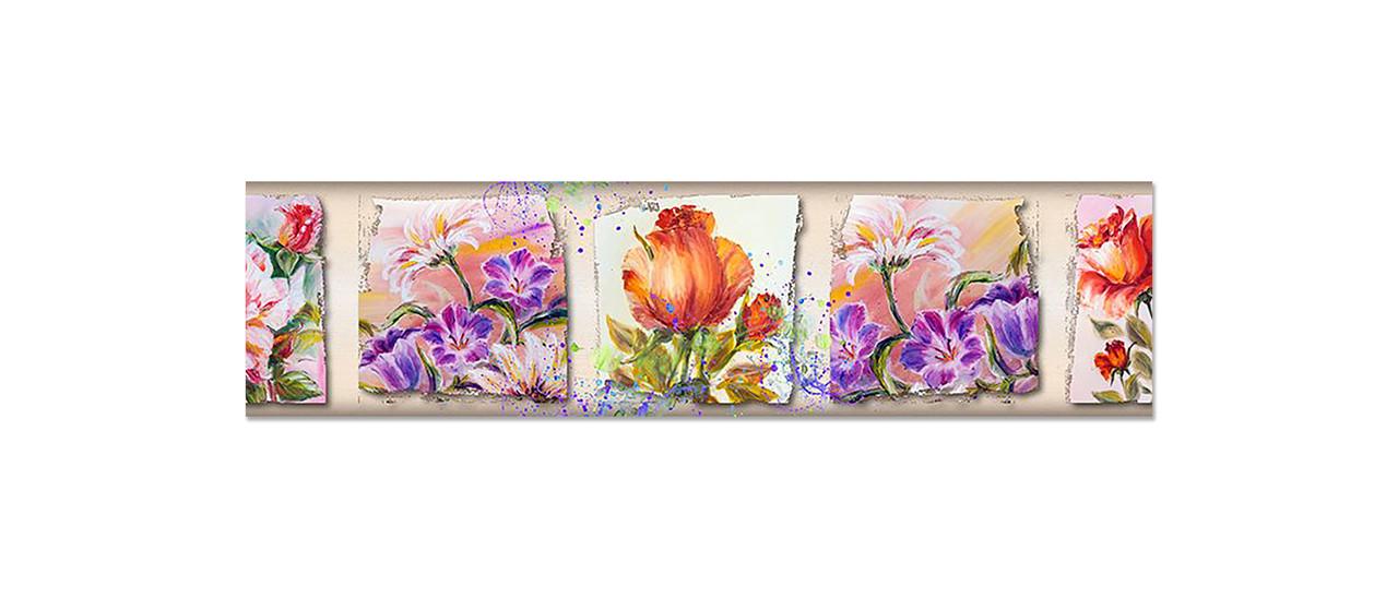 Кухонный фартук Акварель картины из самоклеющейся виниловой пленки 65х250 см Фиолетовый