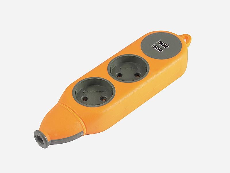 Колодка для подовжувача Апельсин Lemanso LMK75004 2 розетки 10A/250V 2USB 2.1A 2500Вт без заземлення