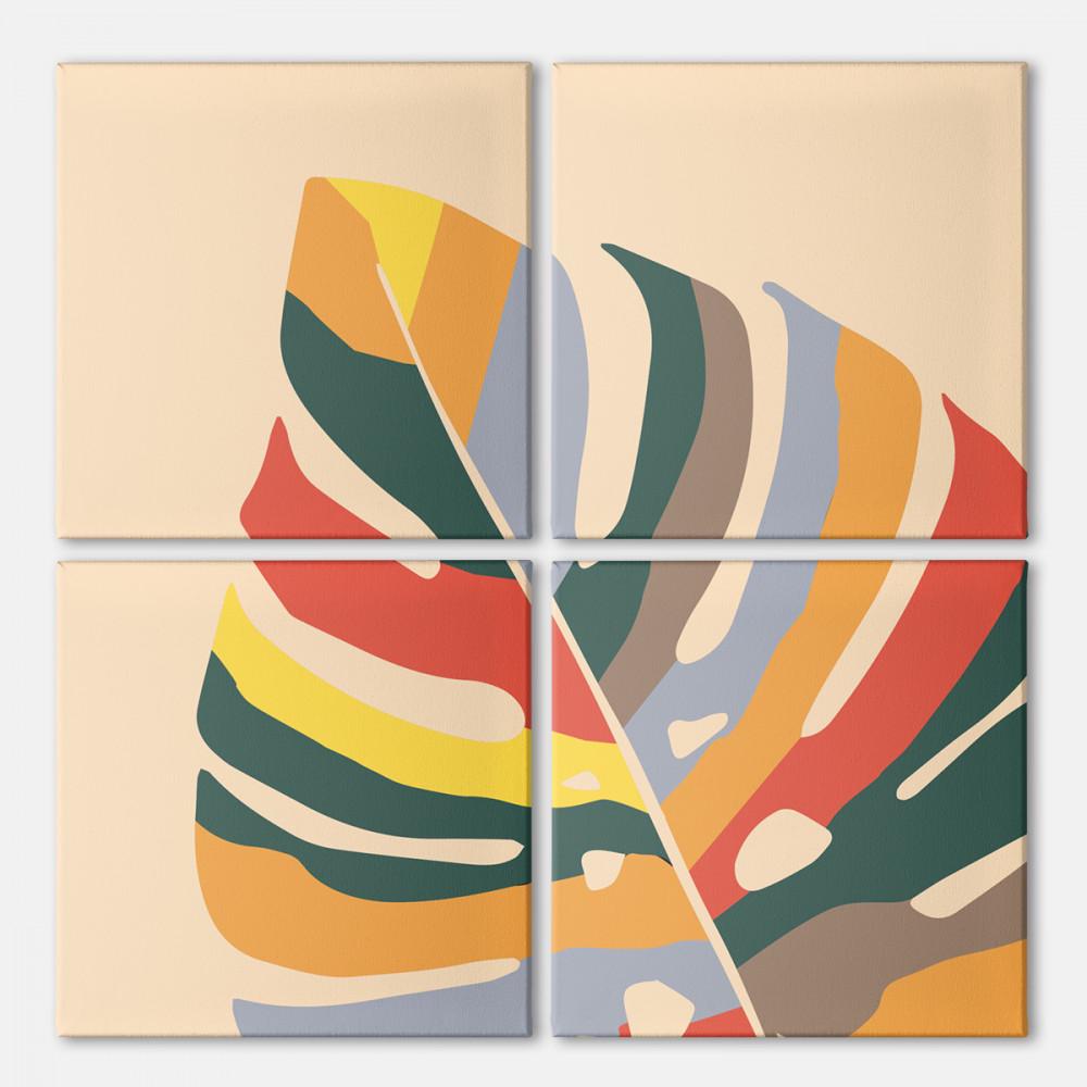 Модульная картина Malevich Store Color Leaf из четырех частей 73x73 см (MK423206)
