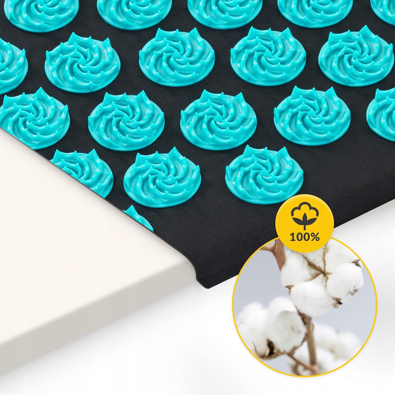 Килимок акупунктурний з подушкою 4fizjo Ergo Mat XL Аплікатор Кузнєцова Black/Blue (P-5907739313874) - фото 2