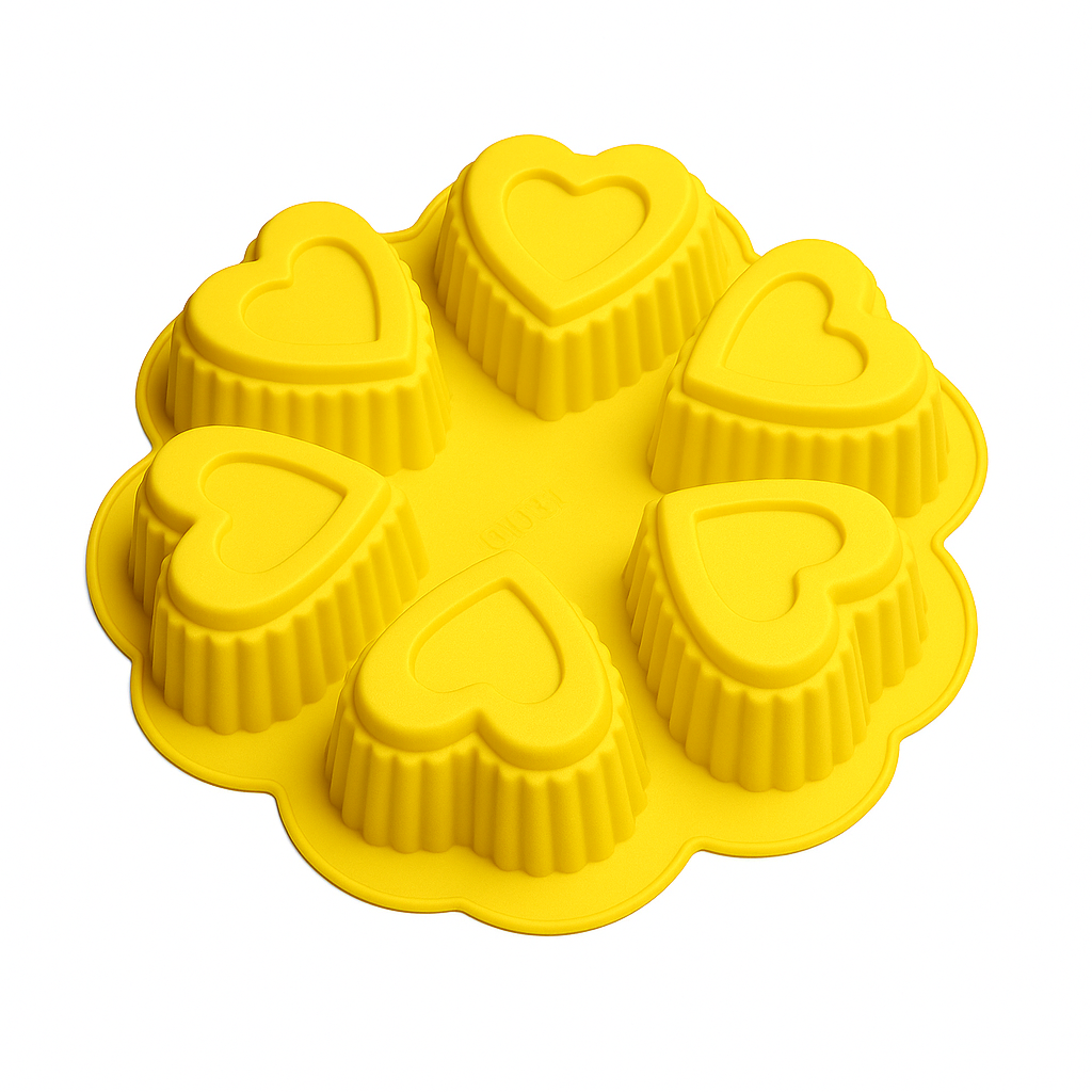 Форма для выпечки Сердце Empire EM7107 силиконовая 25х5 см на листе 6 шт. Желтый (26712565)