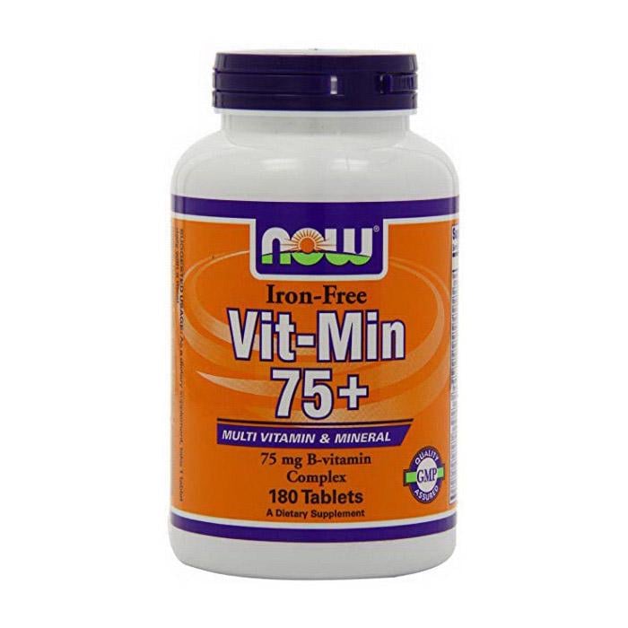 Мультивітаміни і мінерали без заліза NOW Vit-Min 75+ Iron-Free 90 табл.