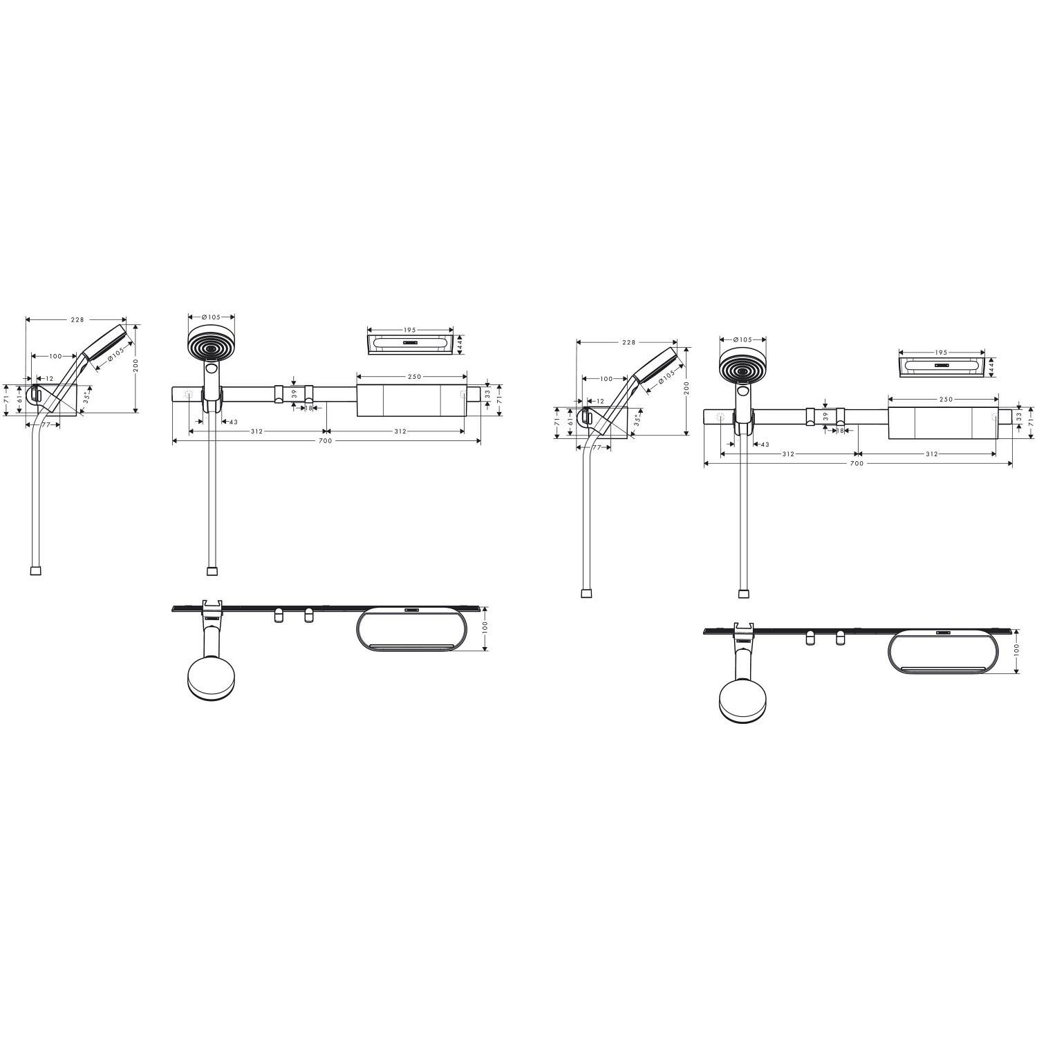 Набор аксессуаров для ванной Hansgrohe WallStoris 24291670 Черный (149016) - фото 2