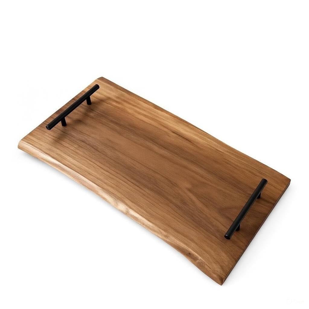 Дошка сервірувальна WoodArt ChefLine з натурального дерева з металевими ручками оброблена масло-воском Натуральне дерево (СД001)