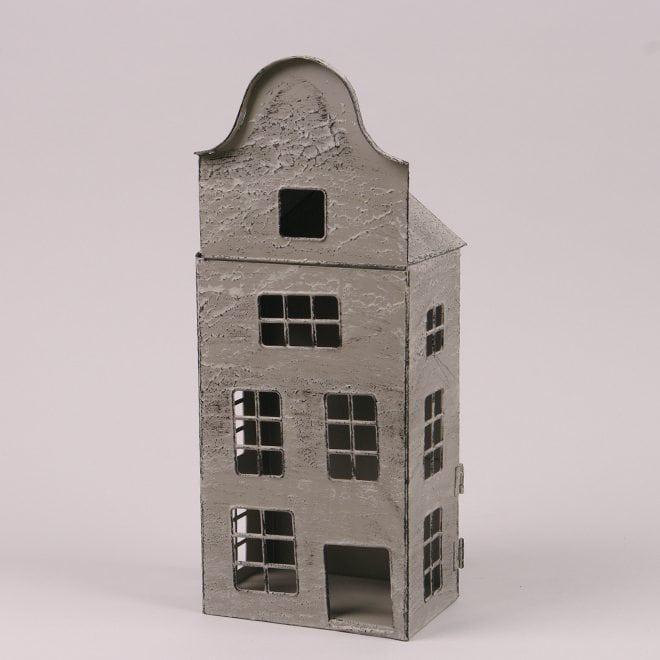 Свічник Flora Будиночок металевий 33 см Сірий (39567) - фото 1