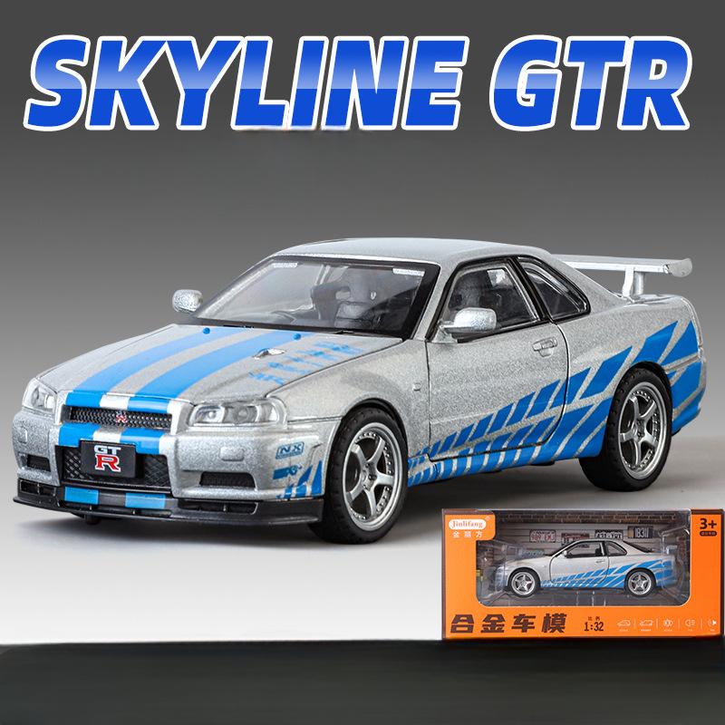 ᐉ Колекційна модель машинки Nissan Skyline GT-R R34 1:32 металева