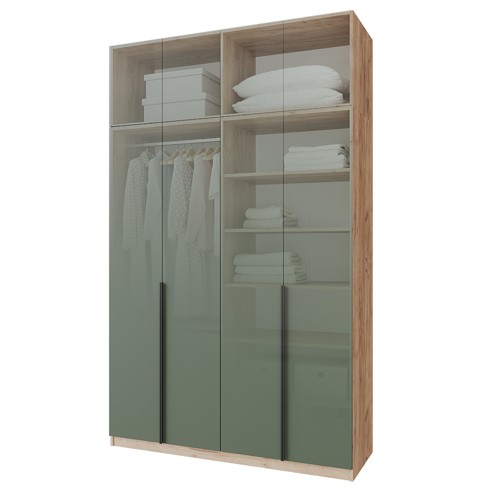 Шафа розпашна з тумбою та антресолью Меблітренд Чиназес Чита-1600.4 1600х500х2450 мм Дуб крафт золотий/Зелений димчастий (27356863) - фото 3 Шафа розпашна з тумбою та антресолью Меблітренд Чиназес Чита-1600.4 1600х500х2450 мм Дуб крафт золотий/Зелений димчастий (27356863) - фото 3