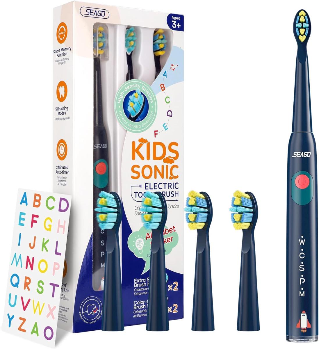 Звуковая зубная щетка детская Seago SG2303 на аккумуляторе Синий (2954)