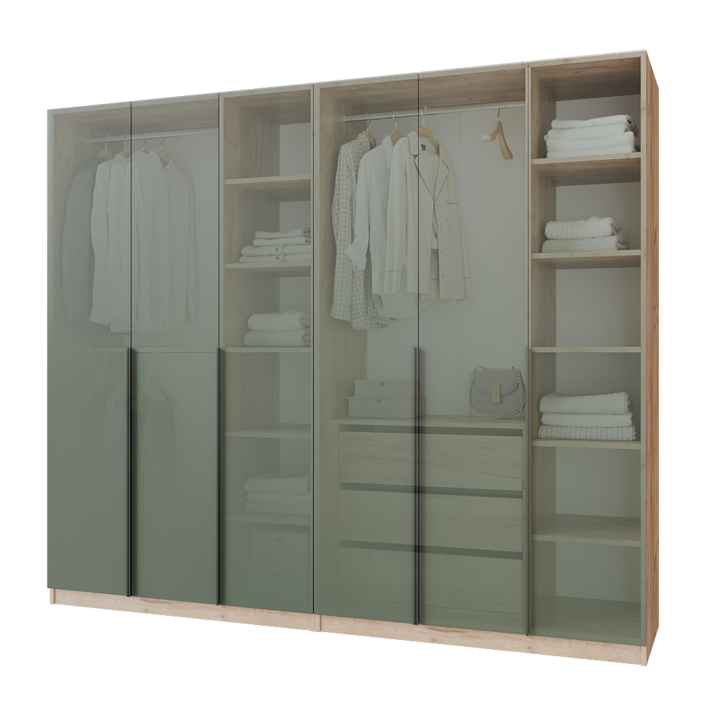 Шафа розпашна з тумбою Меблітренд Чиназес ЧиТ-2400 2400х500х2050 мм Дуб крафт золотий/Зелений димчастий (27287260) - фото 3 Шафа розпашна з тумбою Меблітренд Чиназес ЧиТ-2400 2400х500х2050 мм Дуб крафт золотий/Зелений димчастий (27287260) - фото 3