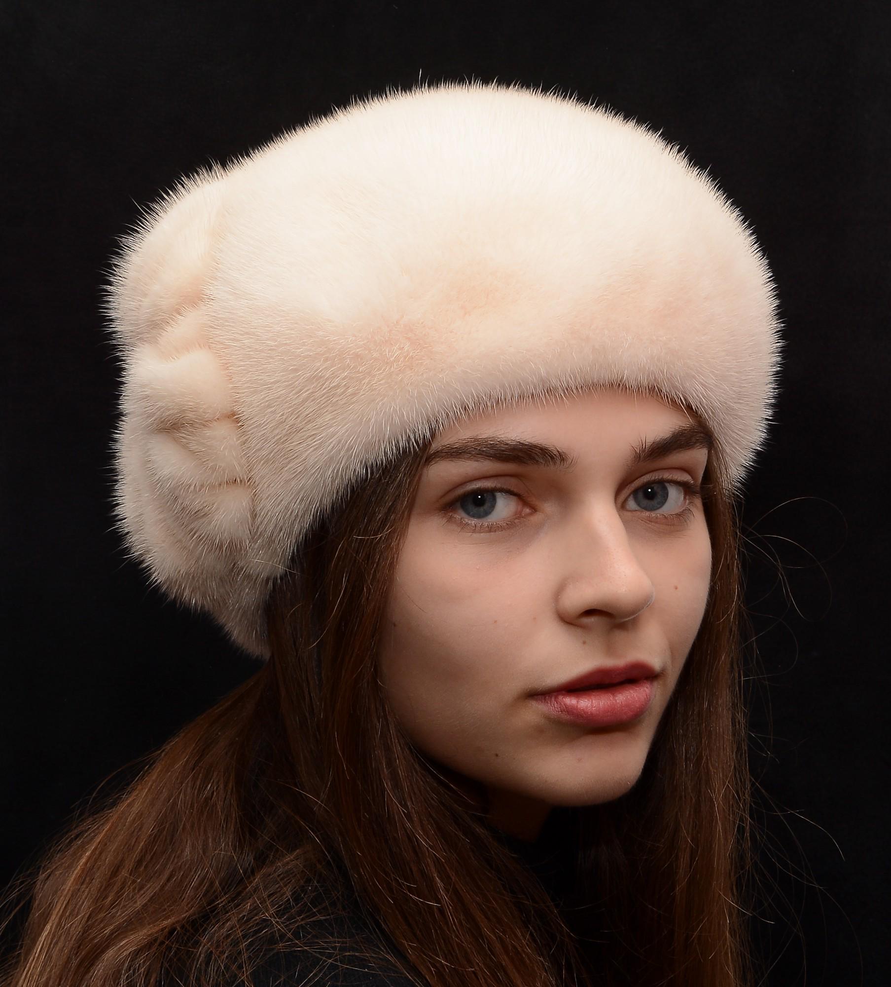 Берет жіночий Хутряний стиль Метелик з натурального хутра норки Перлина (017/A)